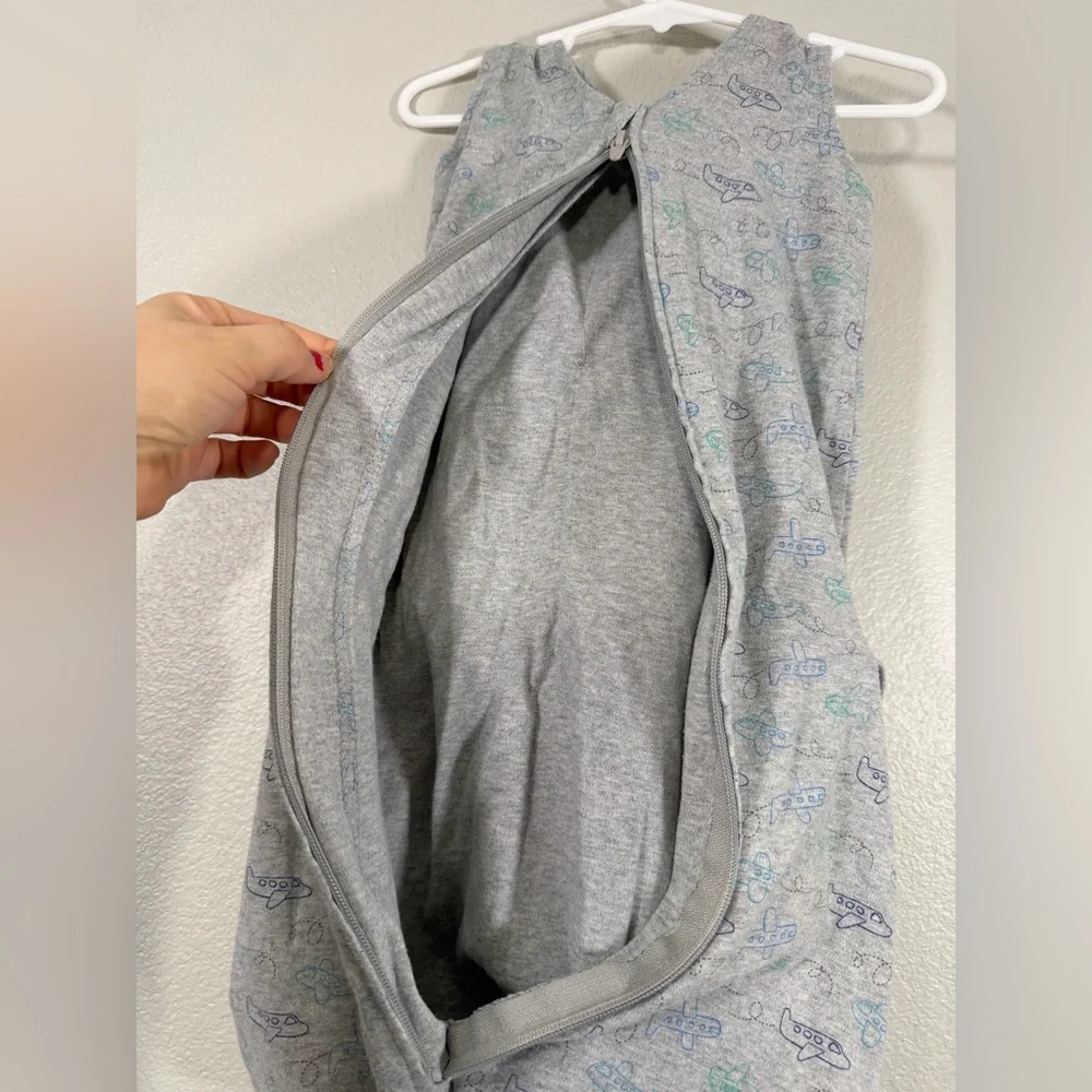 Halo Grey Sleep Sack with Blue and Green Airplane Print